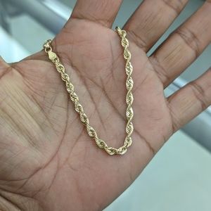 10kt Real Gold Rope Bracelet 3.9mm 8 inches